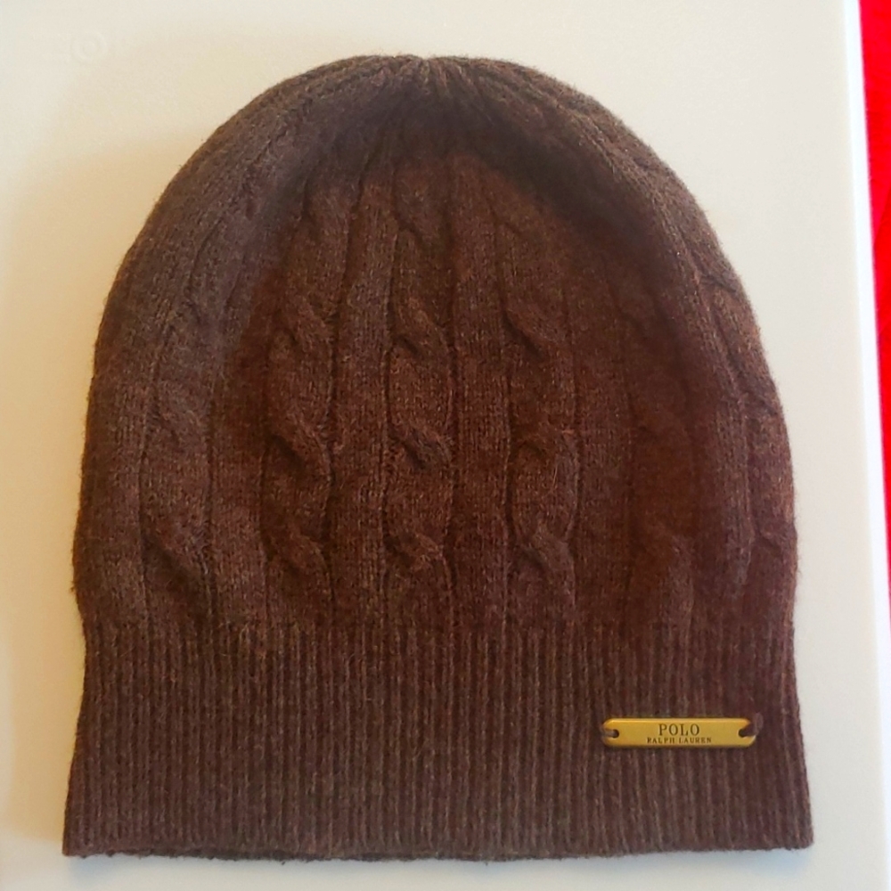 Ralph Lauren Polo brown slouch beanie